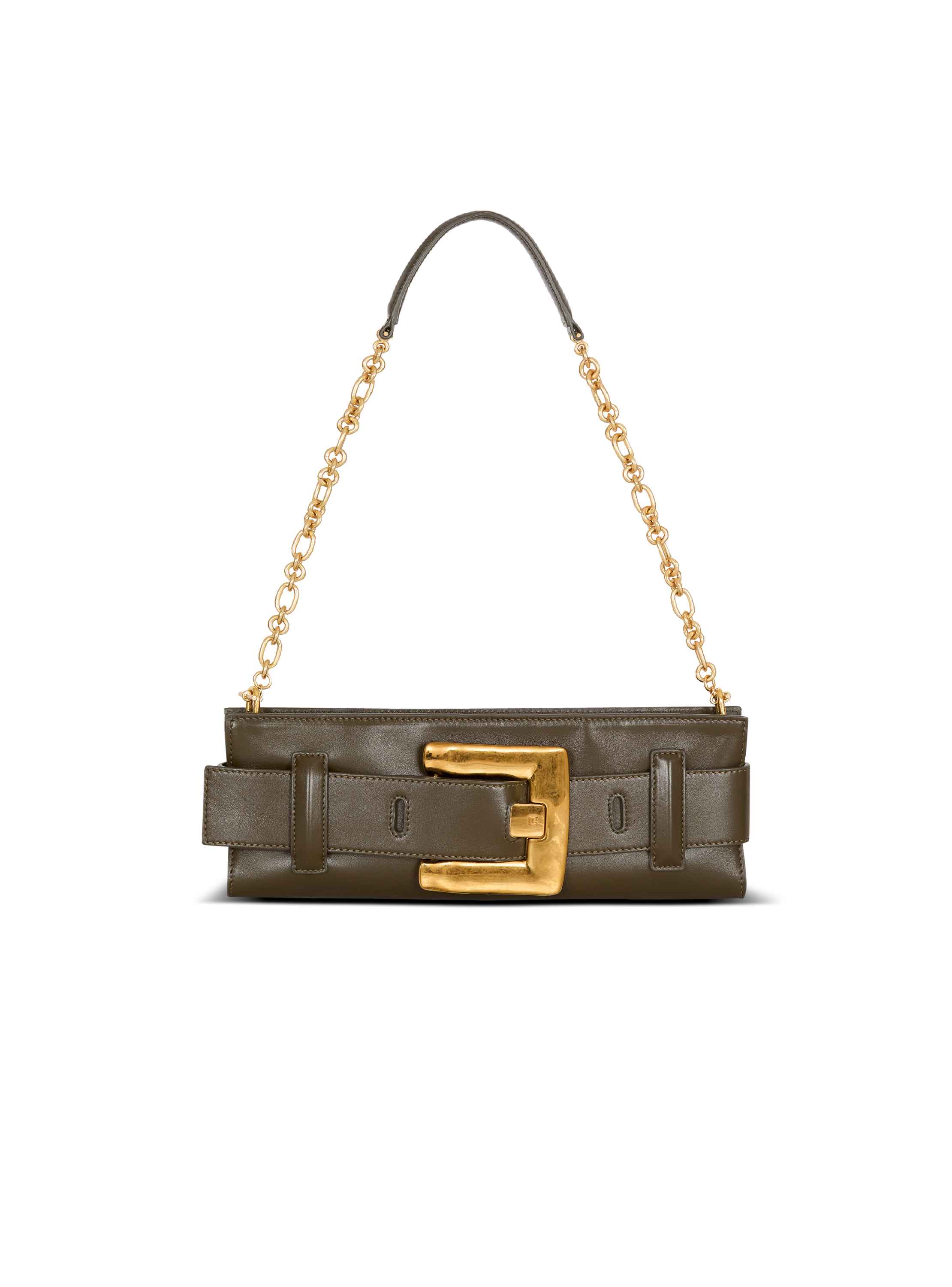 Balmain Anthem Calfskin Leather Clutch In Brown