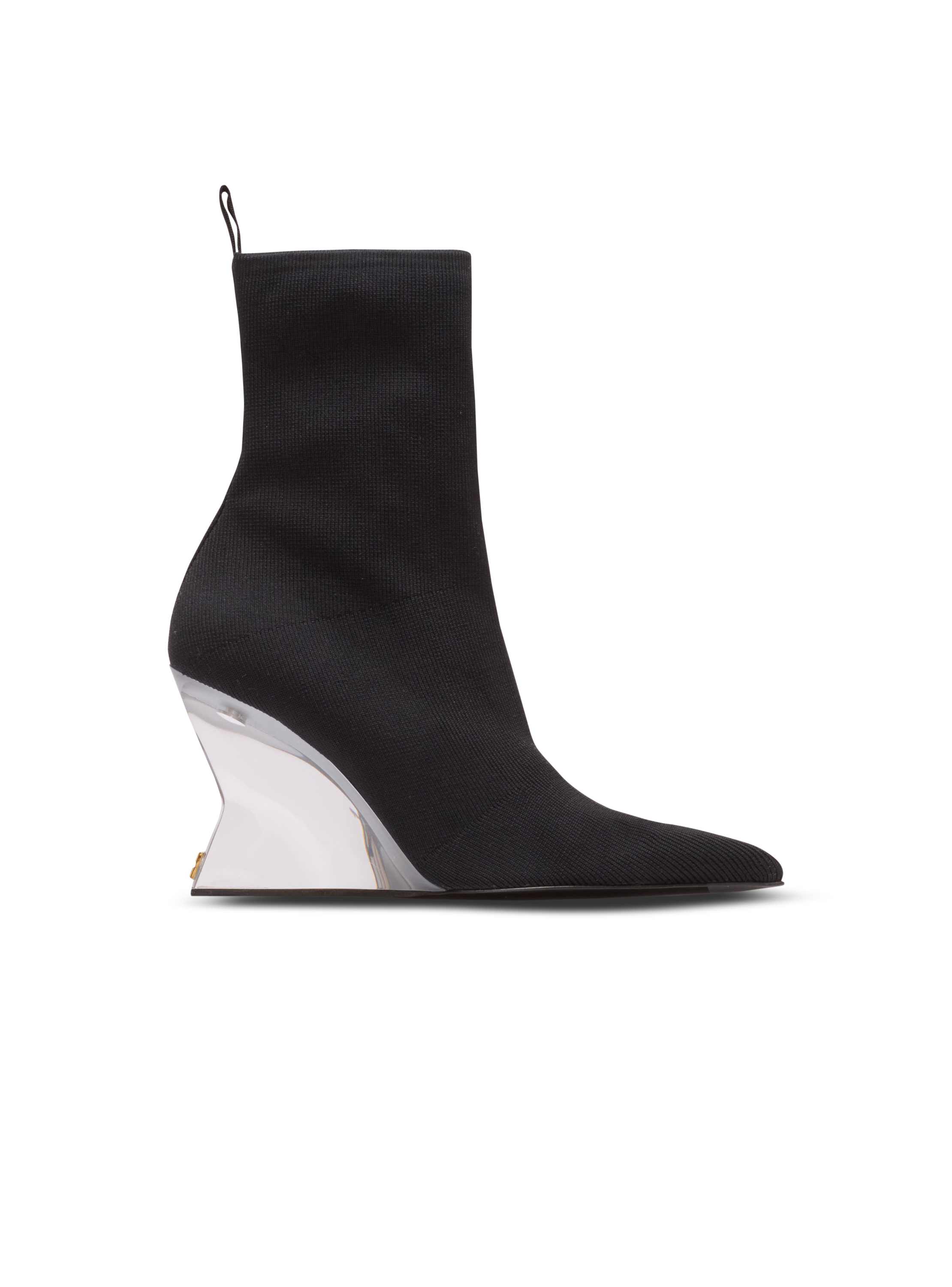 Balmain Wedge Knit Ankle Boots In Black