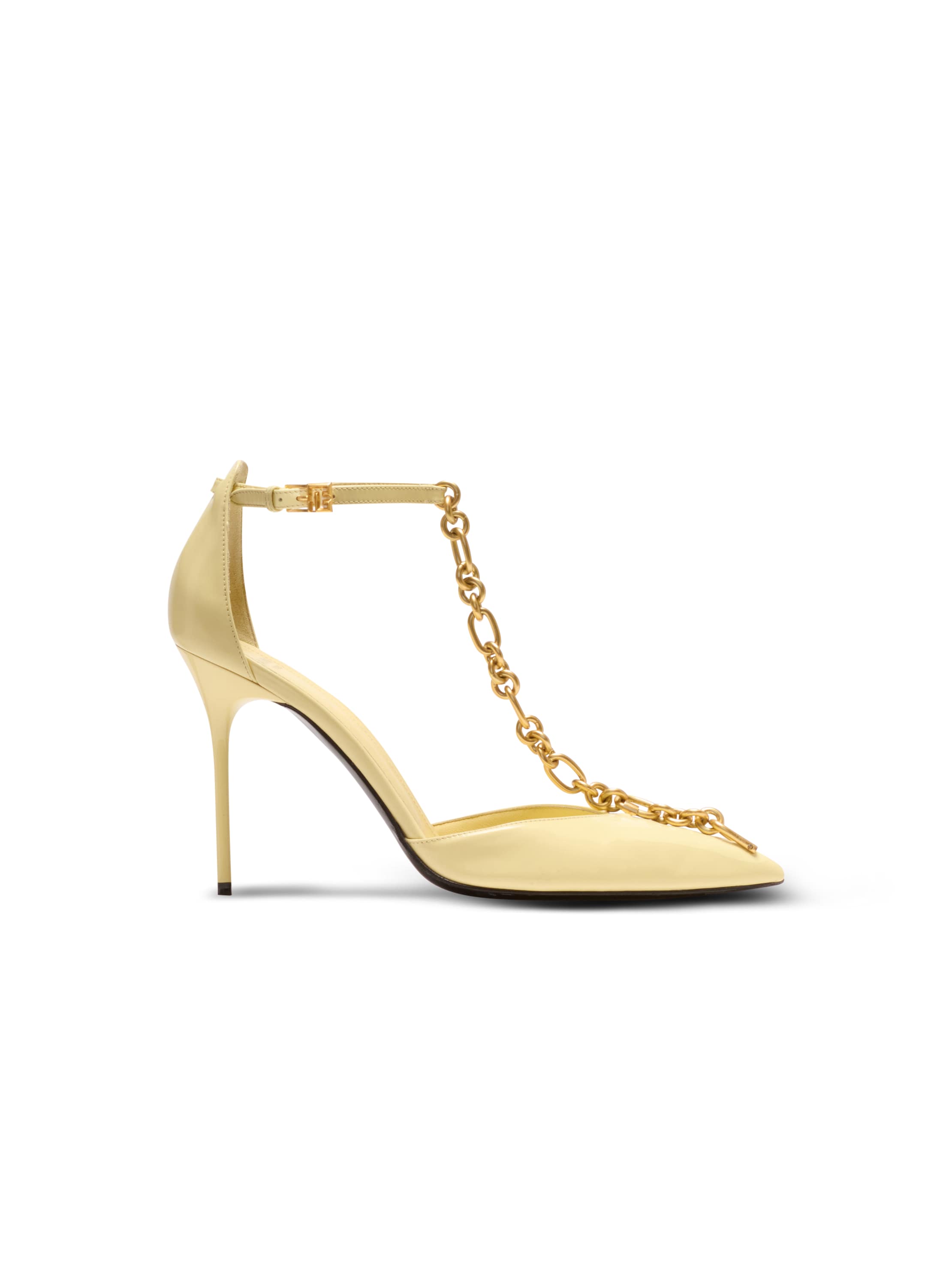 Balmain Sync Patent Leather Stilettos In Yellow