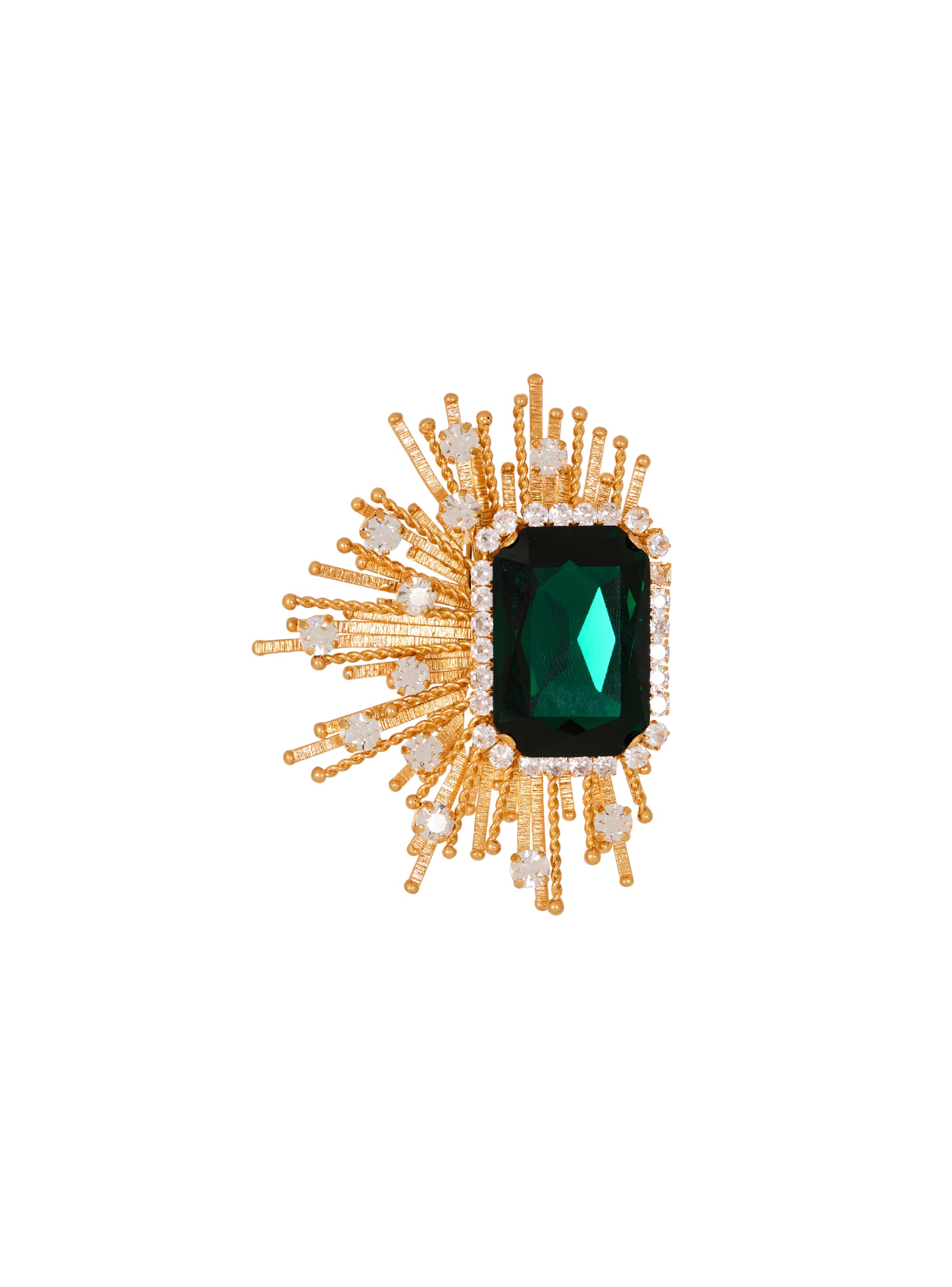 Balmain Gems Rhinestone And Crystal Brooch In Green