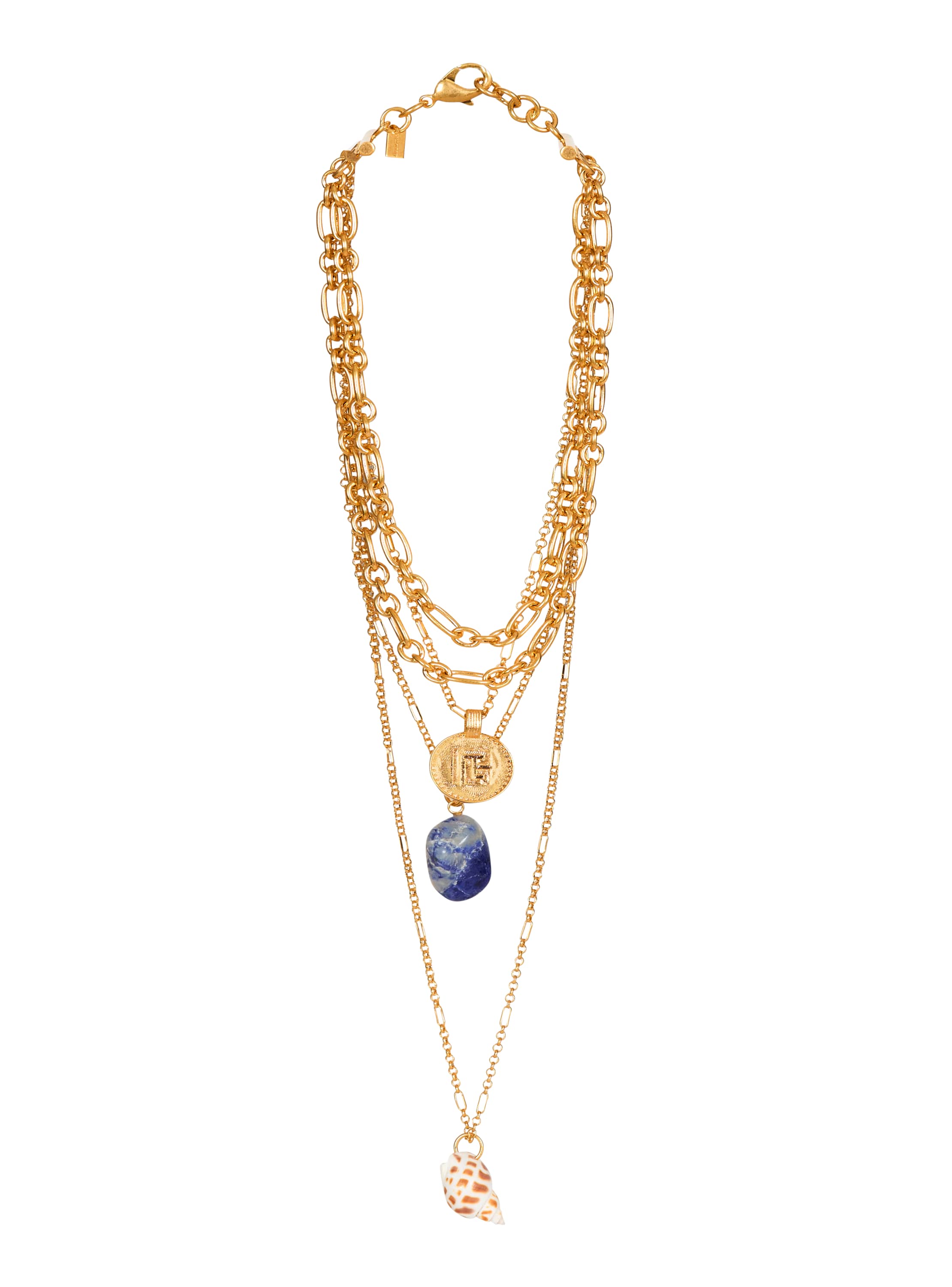 Balmain Long Charms Necklace In Gold
