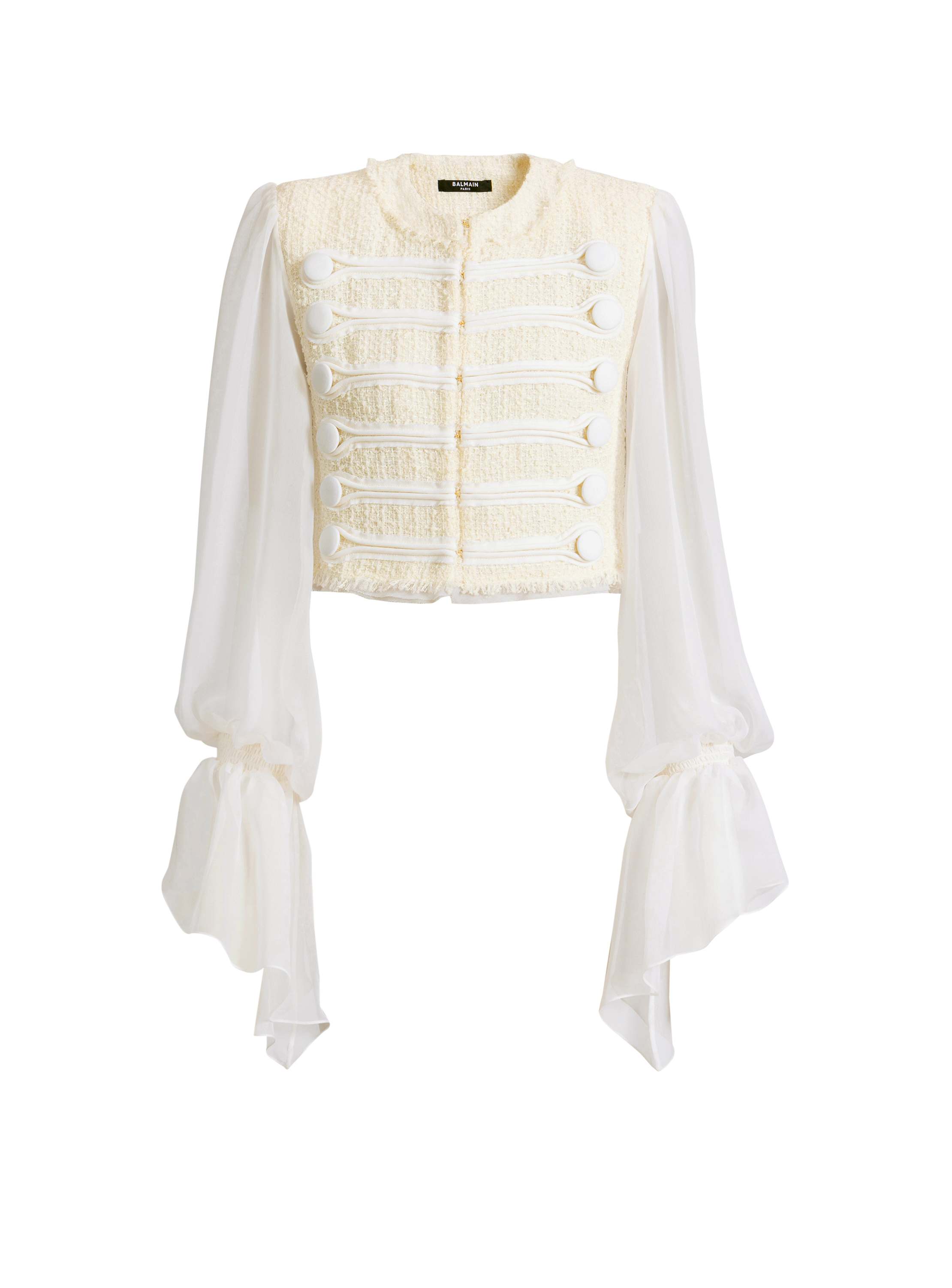 Balmain Cropped tweed and muslin jacket | Thumbnail 8 Balmain Cropped tweed and muslin jacket | Thumbnail 8