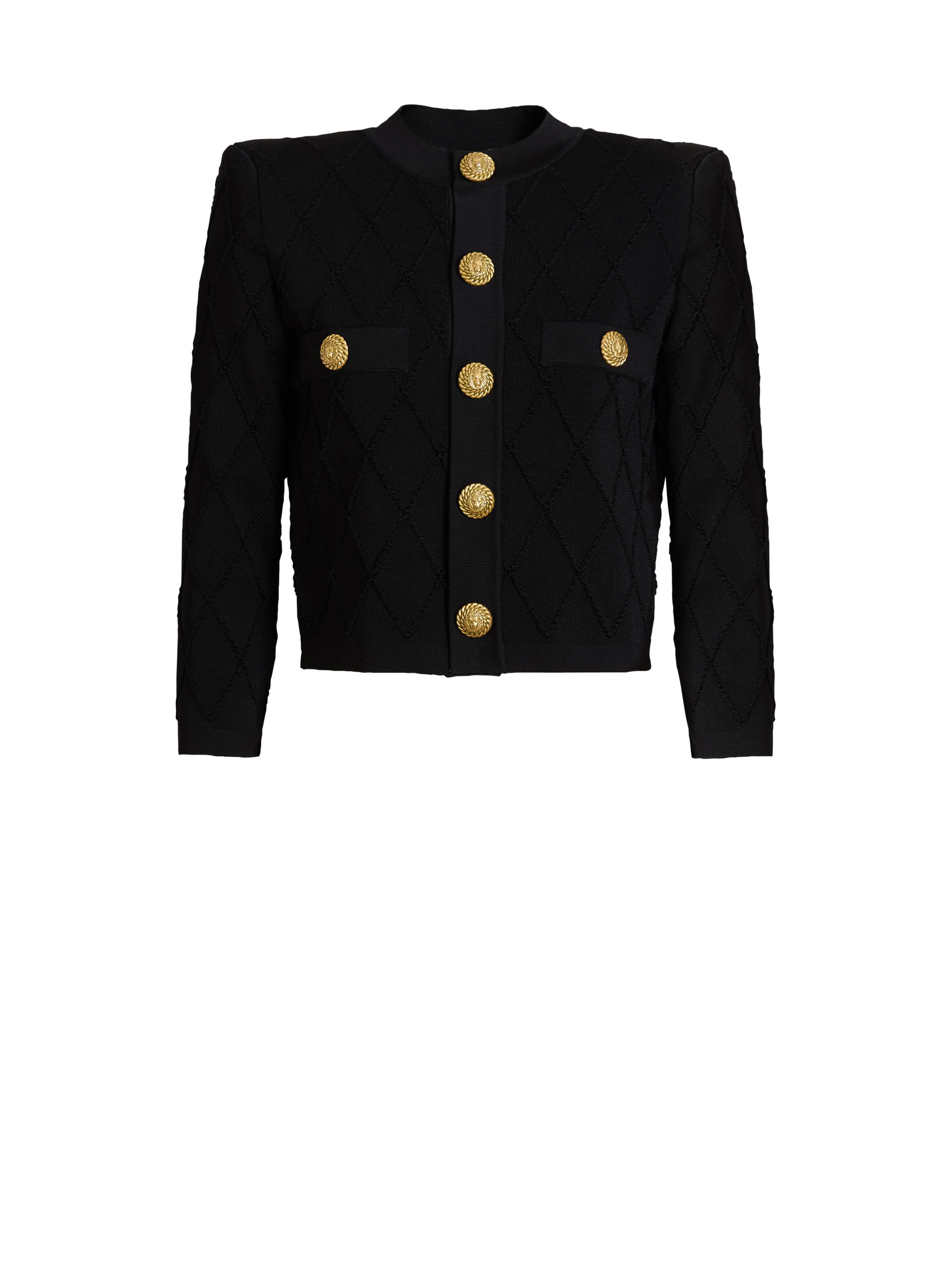 Balmain Cropped Knit Cardigan In Black