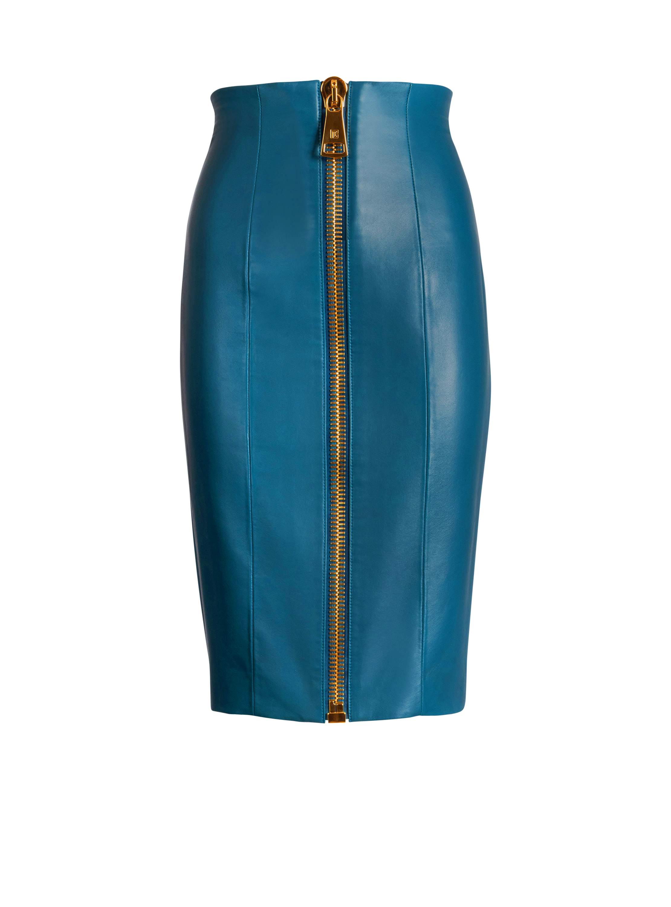 Balmain Zipped lambskin skirt