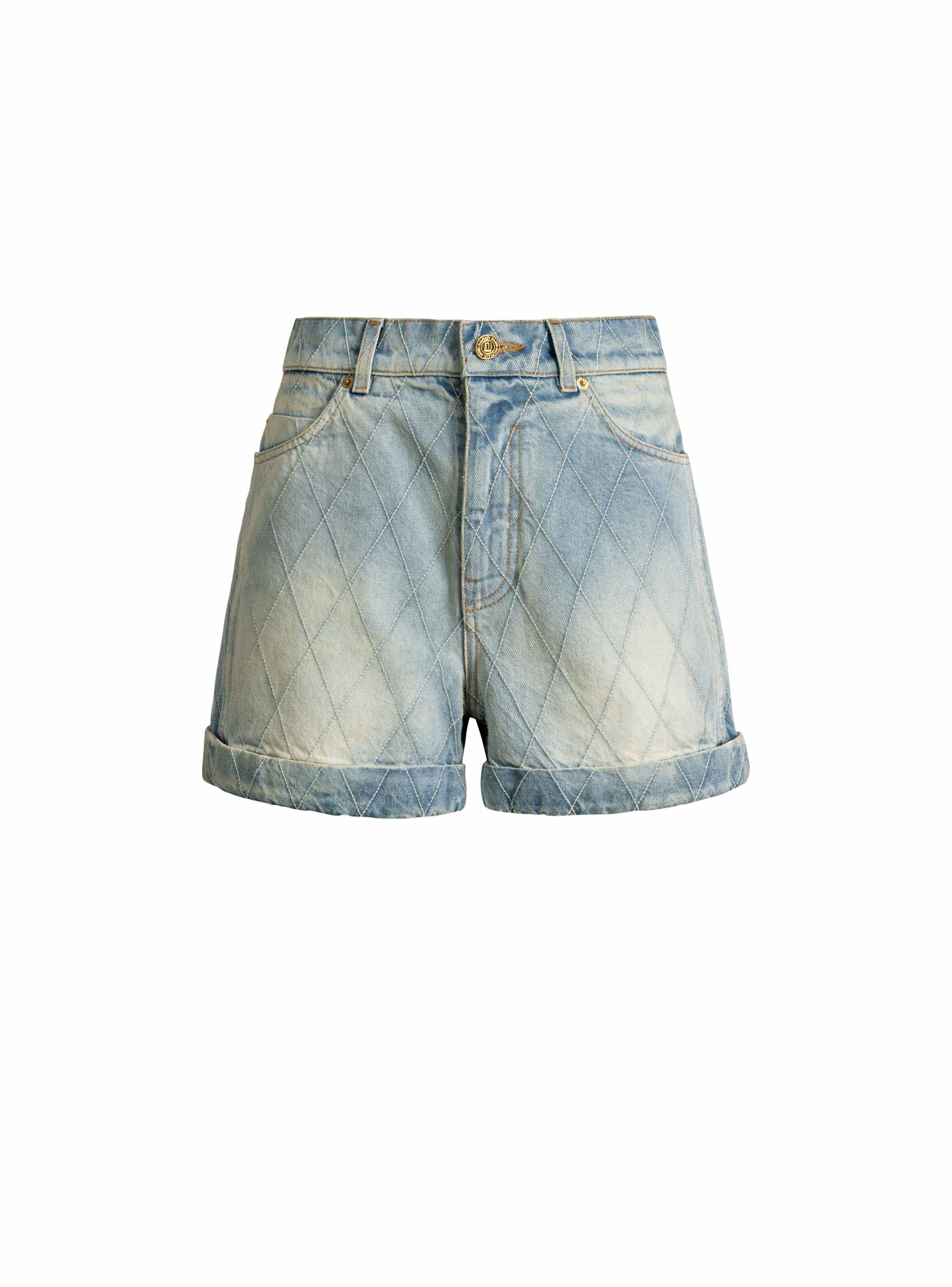 Balmain Topstitched denim shorts
