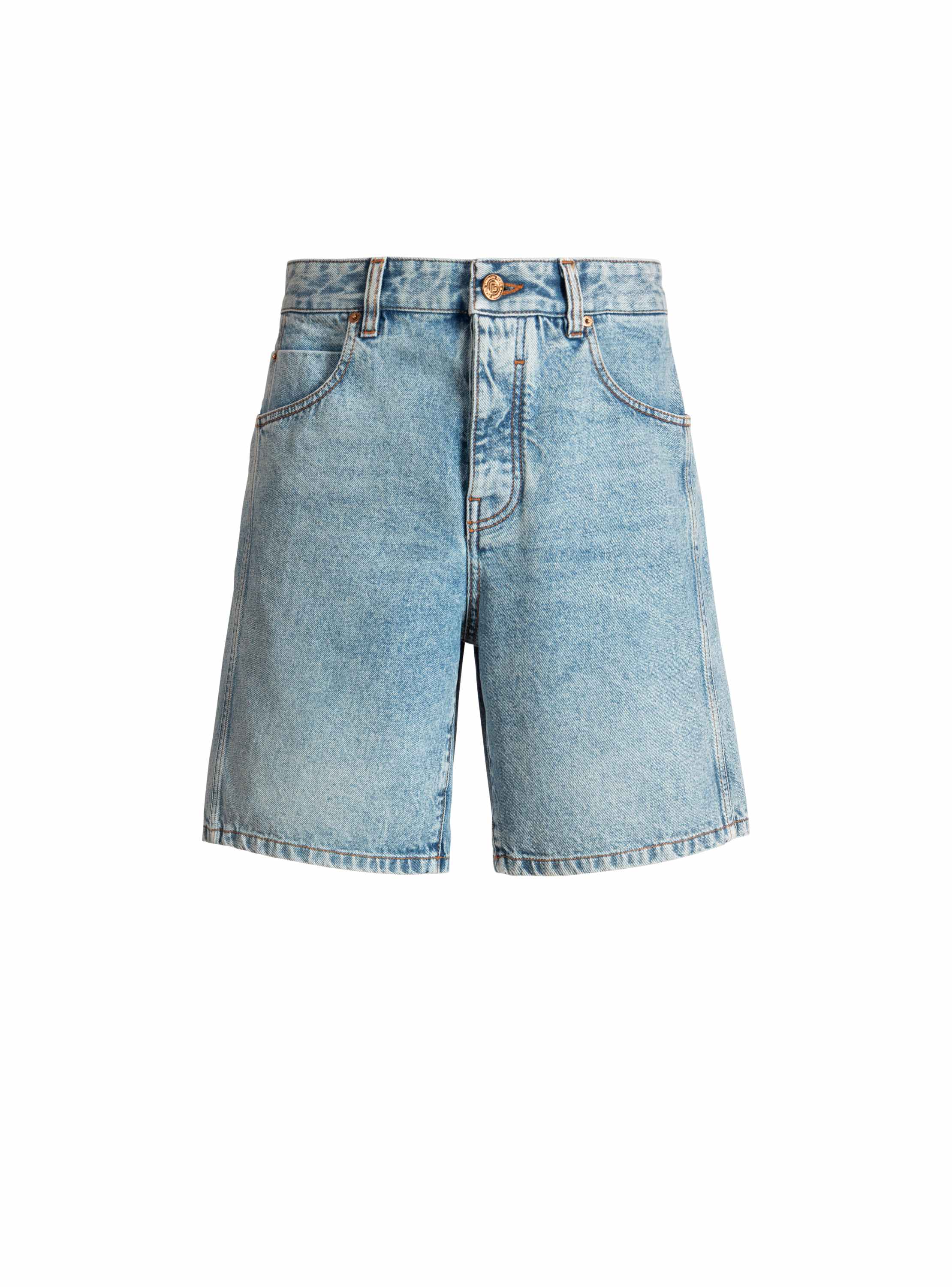 Balmain Light blue denim Bermuda shorts