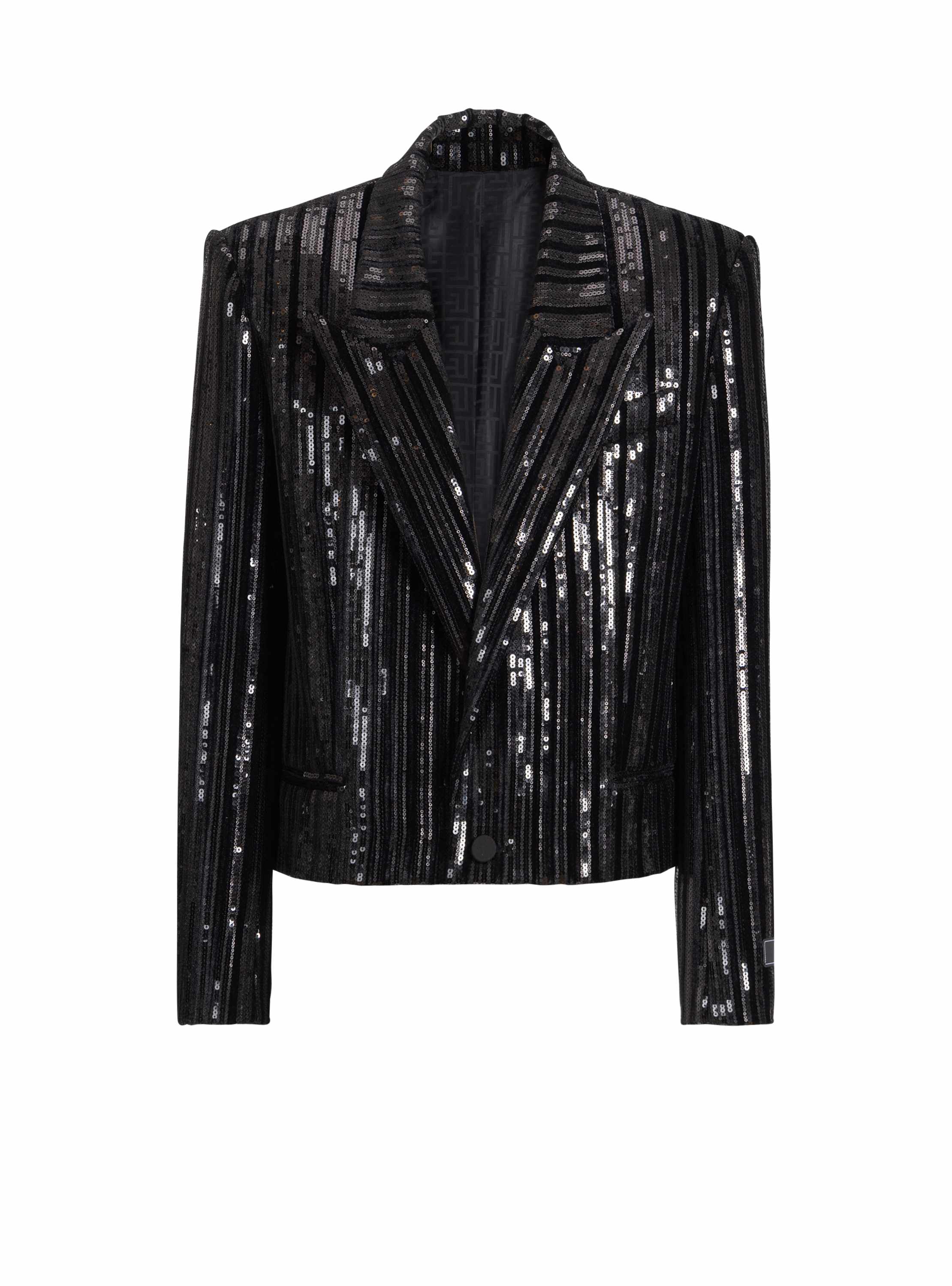 Balmain Cropped sequin velvet jacket