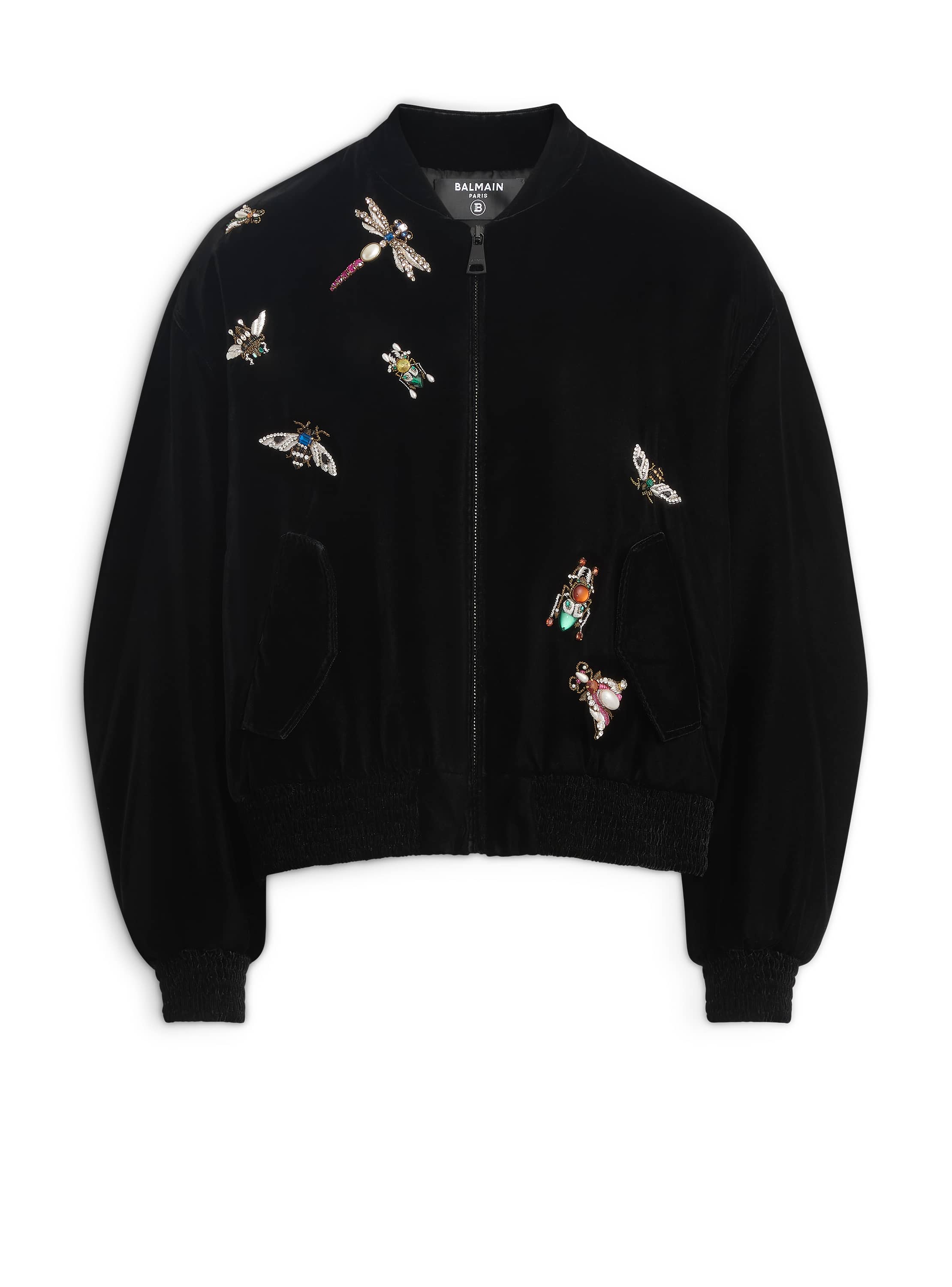 Balmain Embroidered velvet  Insect bomber jacket
