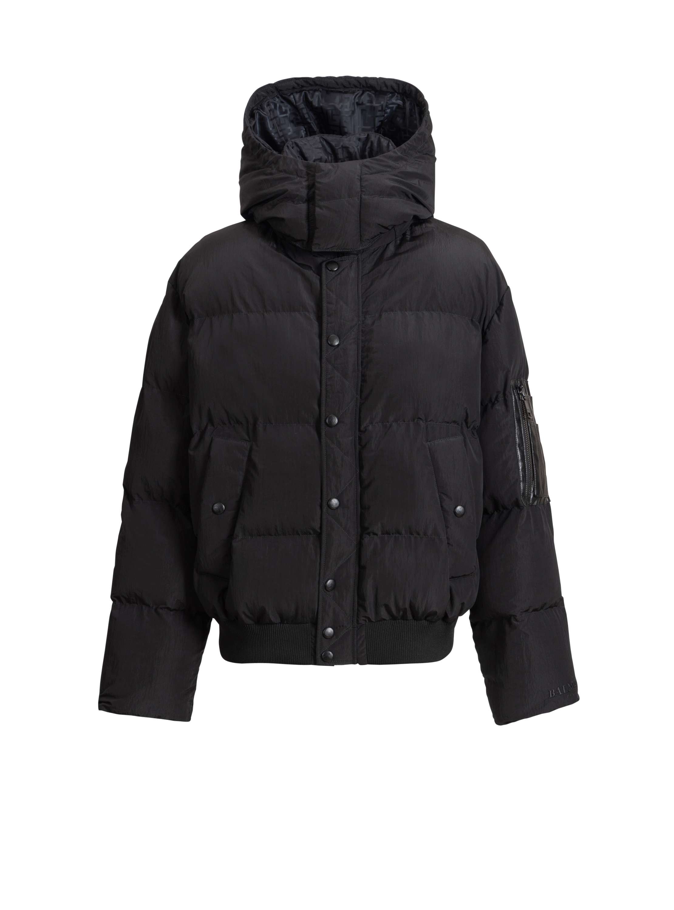 Balmain Padded nylon and leather jacket