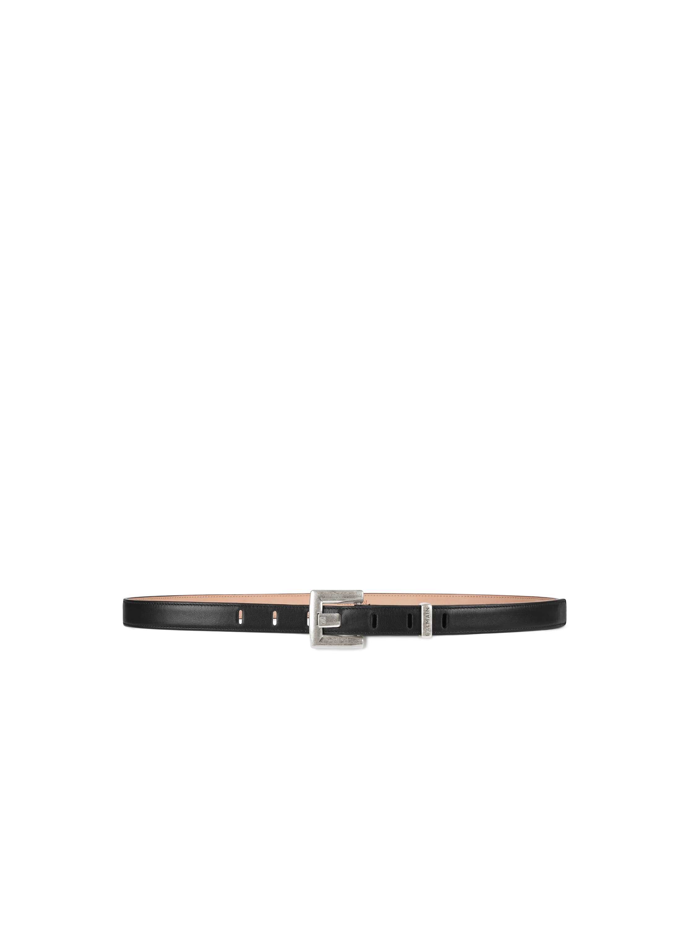 Balmain Anthem Smooth Leather Belt In Black