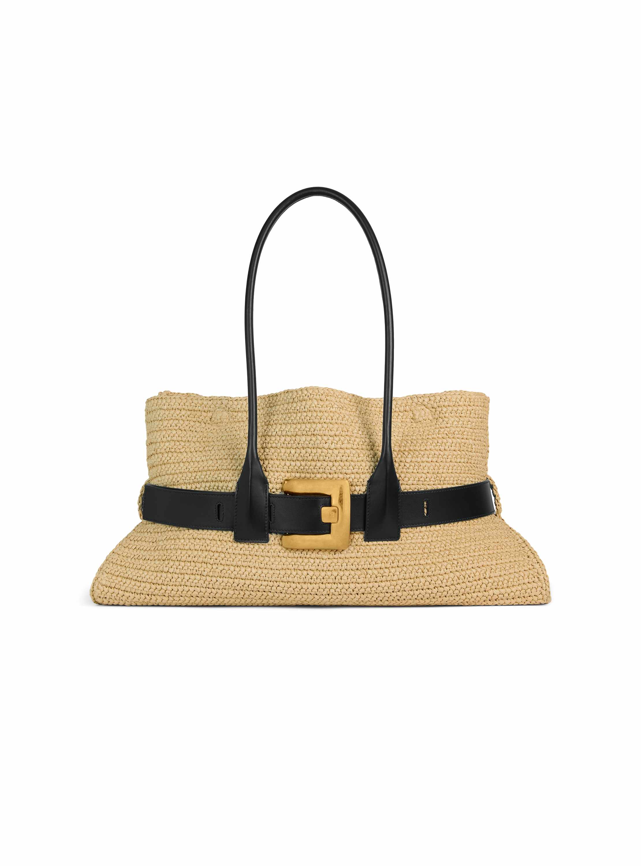 Balmain Large Anthem bag in smooth leather and crochet