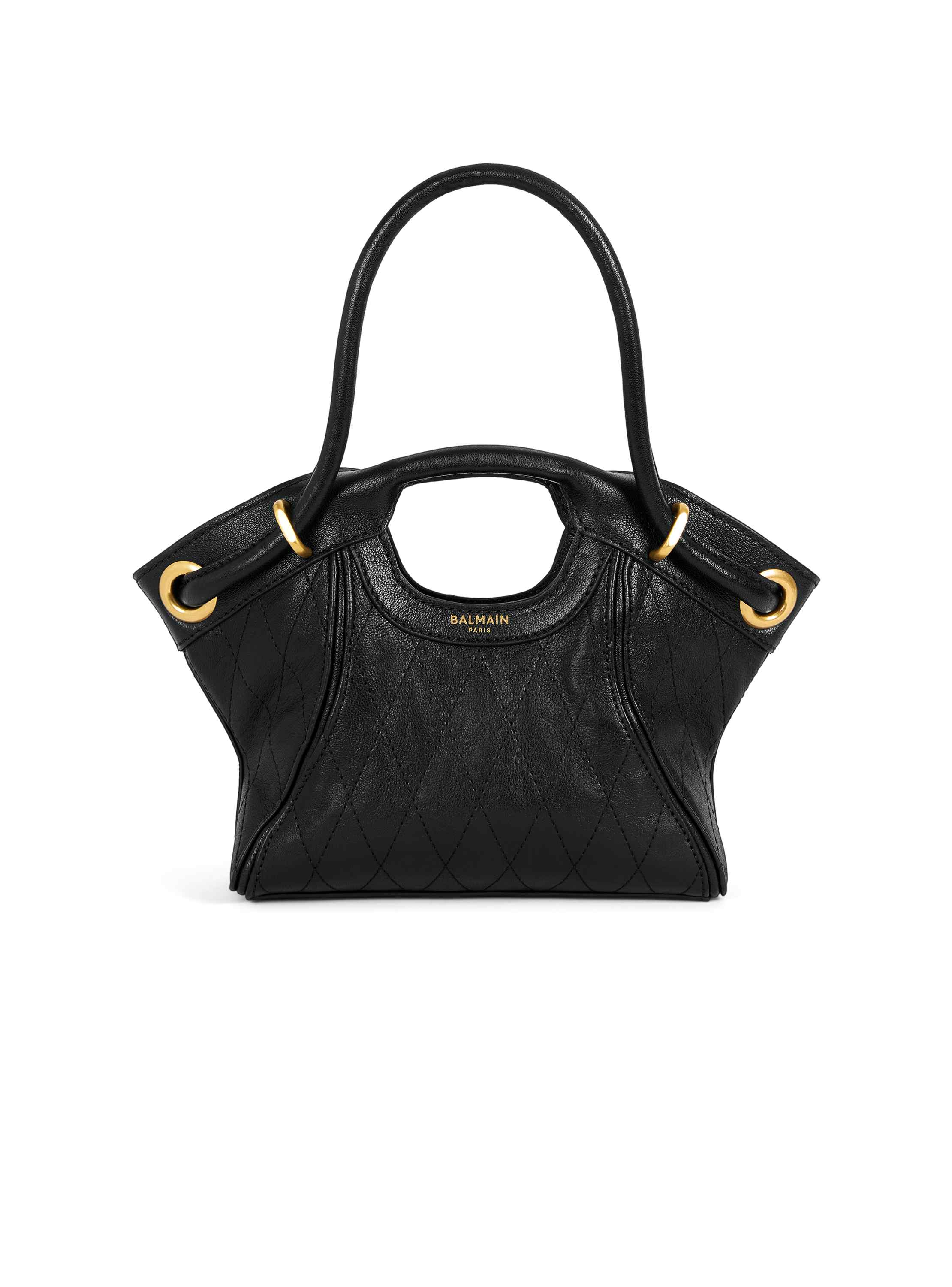 Balmain Small Tote in smooth topstitched leather