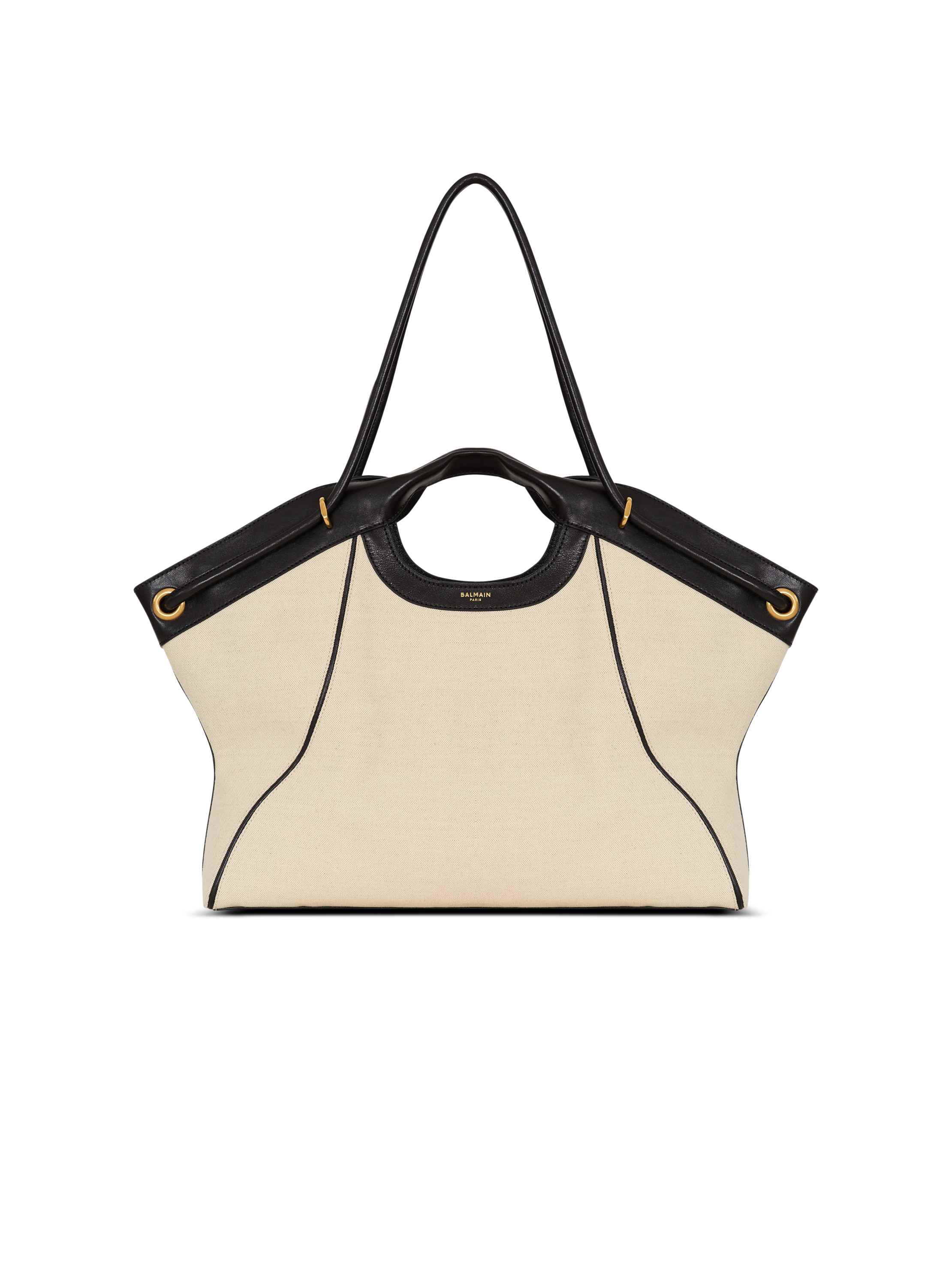 Balmain Large Tote in smooth leather and canvas