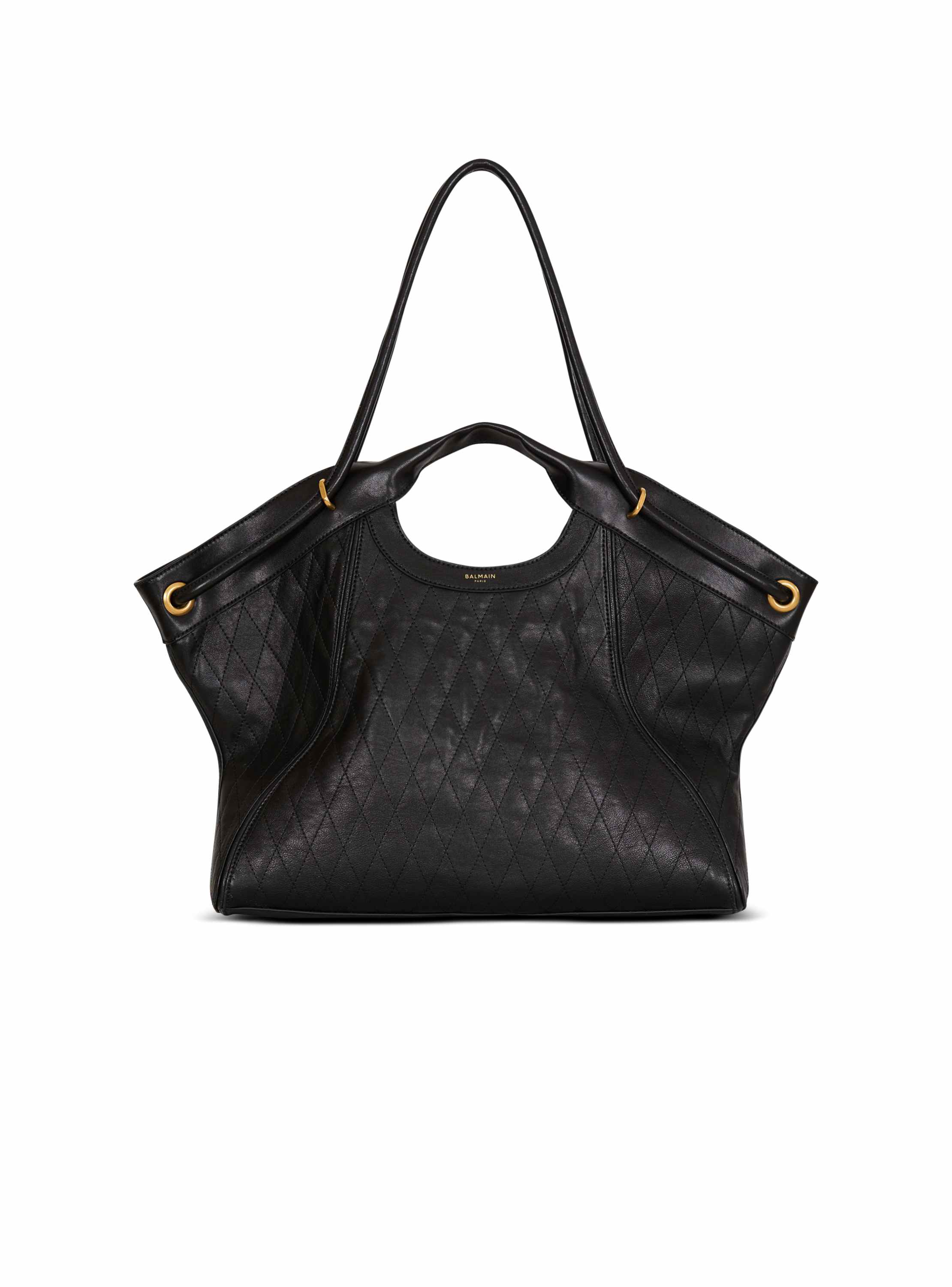 Balmain Large Tote in topstitched leather