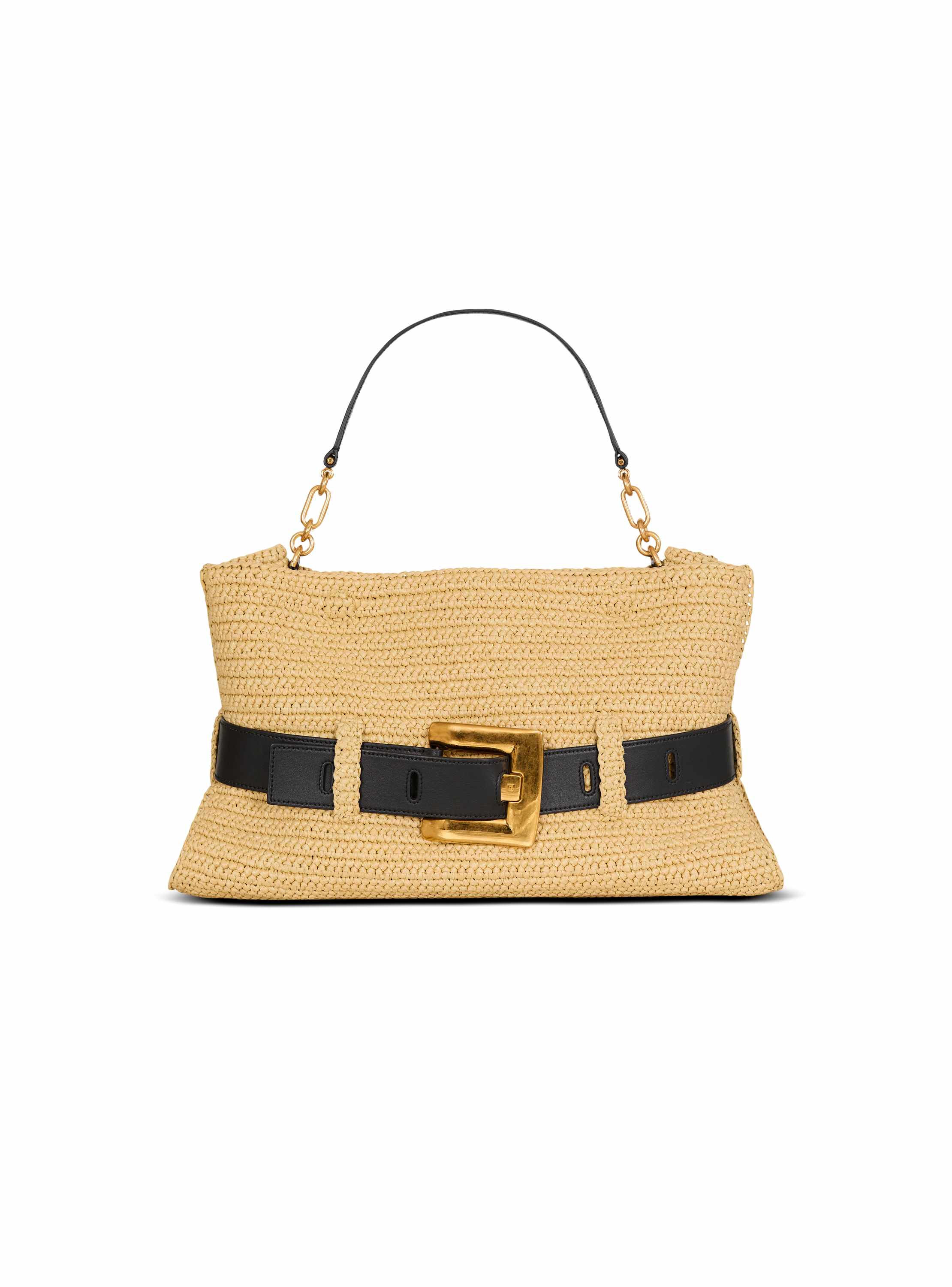 Balmain Medium Anthem bag in smooth leather and crochet