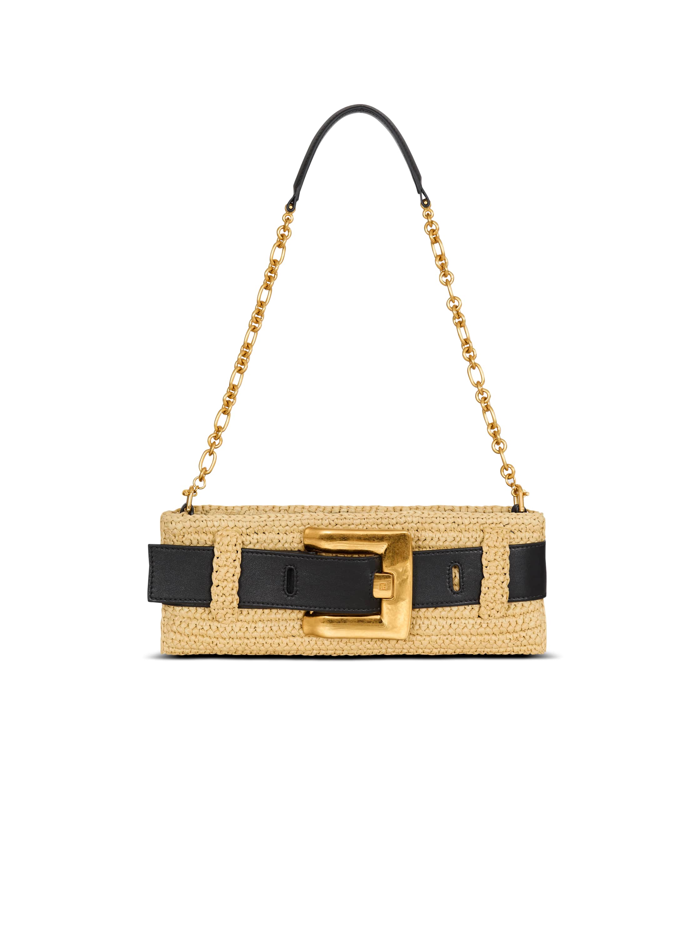 Balmain Anthem clutch bag in smooth leather and crochet