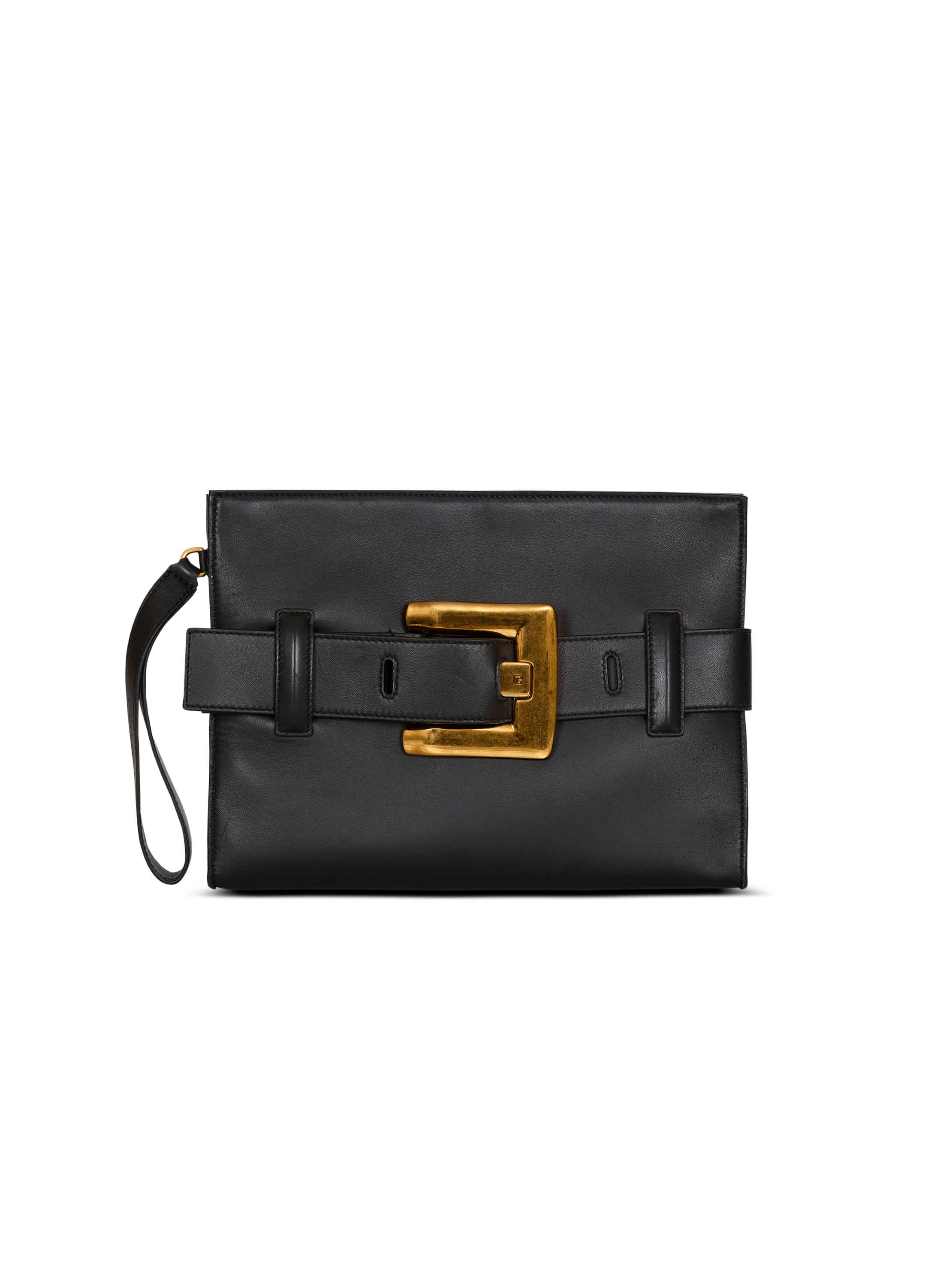 Balmain Anthem smooth leather clutch