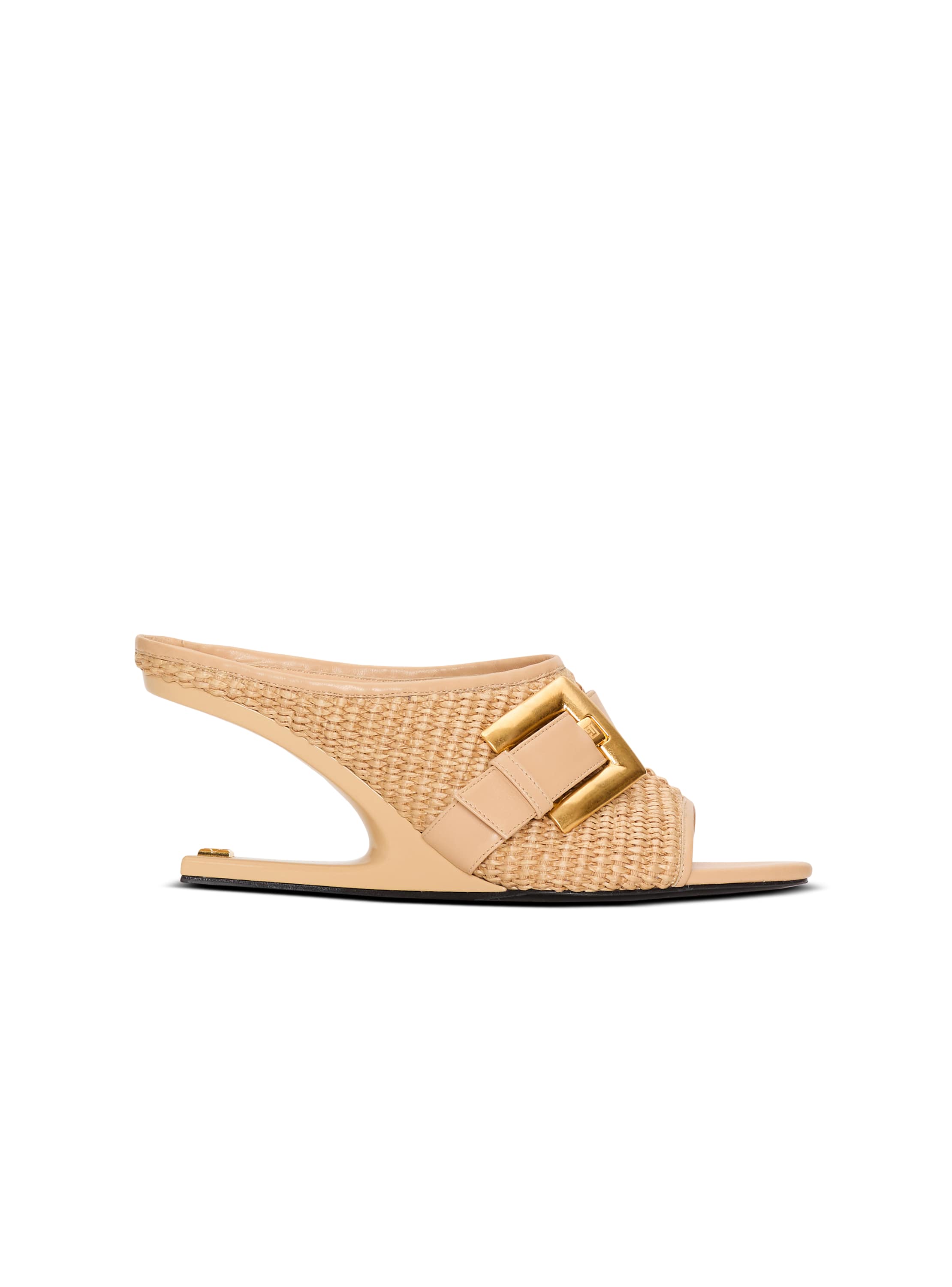Balmain Anthem No Wedge mules in smooth leather and raffia | Thumbnail 7 Balmain Anthem No Wedge mules in smooth leather and raffia | Thumbnail 7