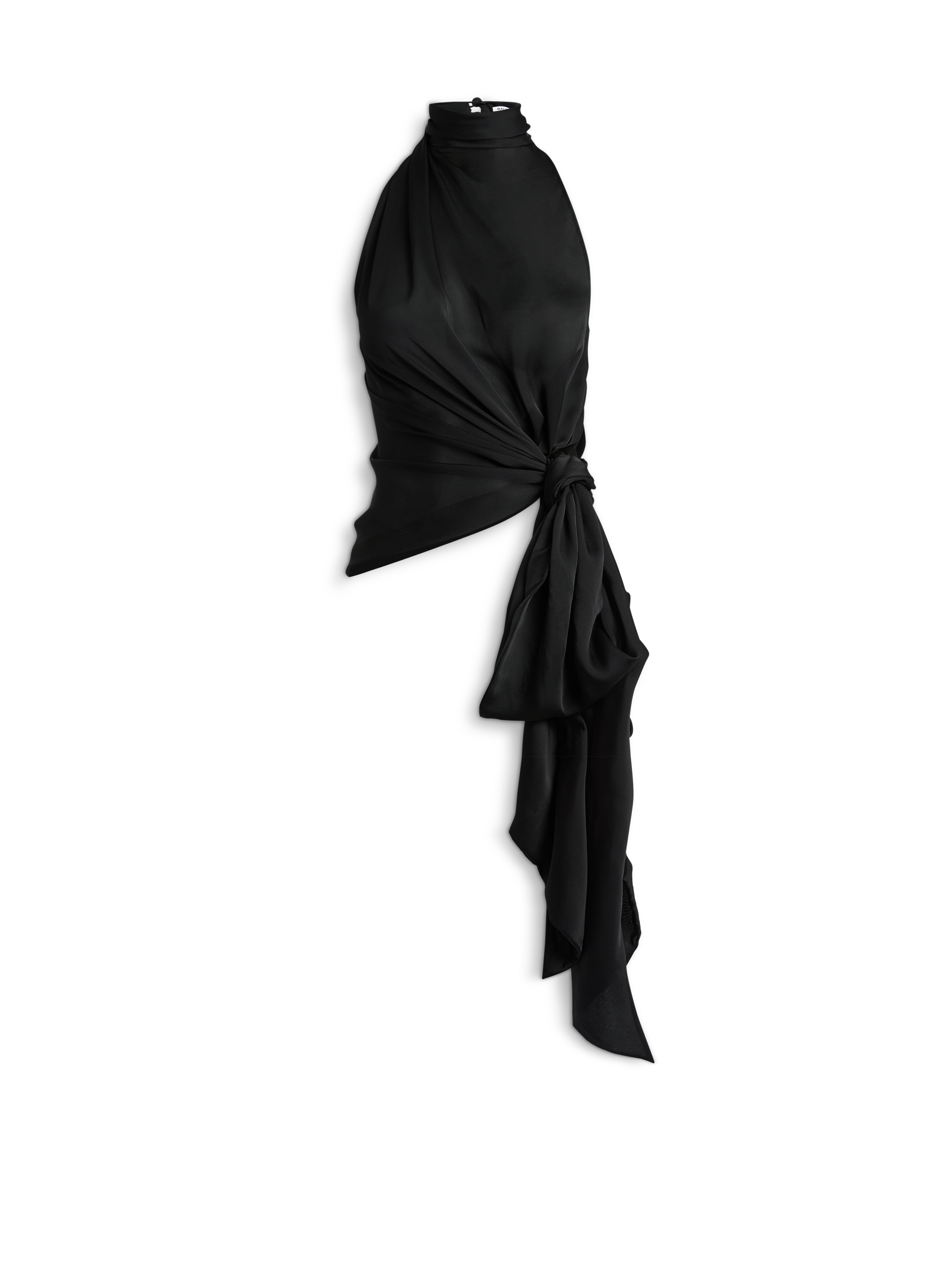 Balmain Femme Noir - Top Dos-Nu En Soie Charmeuse